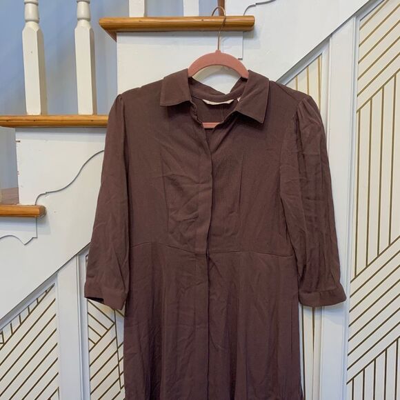 Soft Surroundings Brown Button Down Dress - Picture 3 of 4